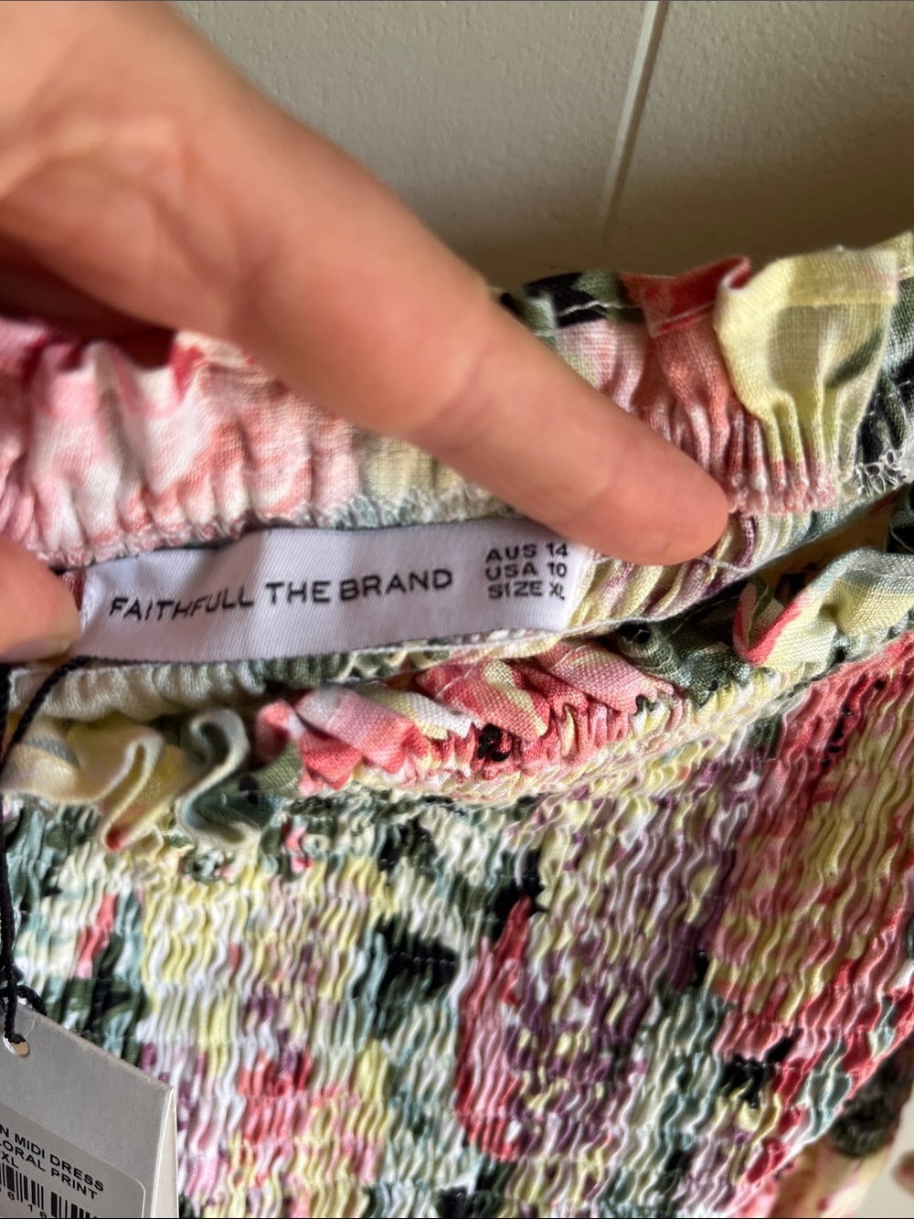 NWT Faithfull the Brand De Christin Venissa Pink Floral Smocked Maxi Dress Sz 10 - Picture 6 of 12